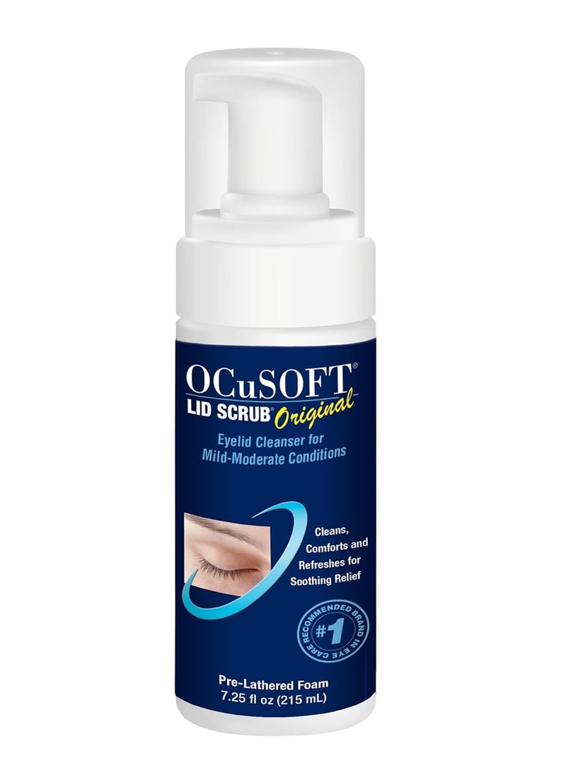 OCuSOFT Lid Scrub Original Foaming Eyelid Cleanser - Mild Instant Foaming Eyelid & Eyelash Cleanser - Daily Eyelid Wash to Remove Oil, Dust, Pollen & Eye Makeup - 7.25 fl oz