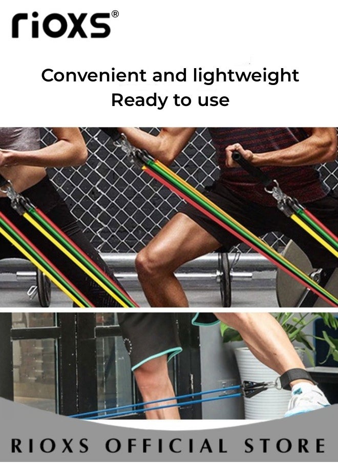 11 Pcs Fitness Rally Rope Set Unisex Resistance Band Strength Stackable 150lbs with Door Anchor and Handle For Indoor and Outdoor Fitness For Strength Training Yoga Exercise