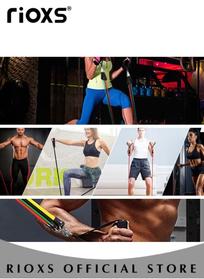 11 Pcs Fitness Rally Rope Set Unisex Resistance Band Strength Stackable 150lbs with Door Anchor and Handle For Indoor and Outdoor Fitness For Strength Training Yoga Exercise