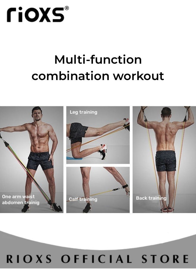 11 Pcs Fitness Rally Rope Set Unisex Resistance Band Strength Stackable 150lbs with Door Anchor and Handle For Indoor and Outdoor Fitness For Strength Training Yoga Exercise