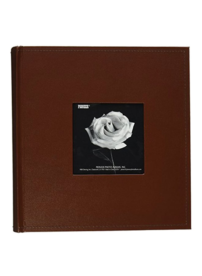 200-Pocket Sewn Leatherette Frame Cover Photo Album Brown 9.5x2x9.25inch