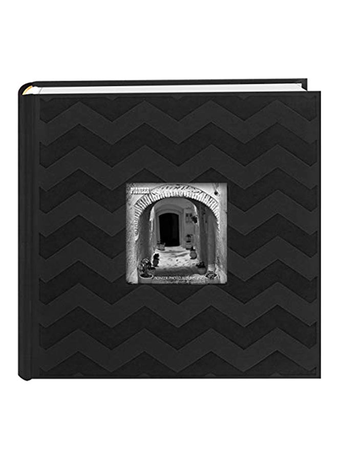 200-Pocket Chevron Embossed Frame Leatherette Photo Album Black 8.75x1.875x9.25inch