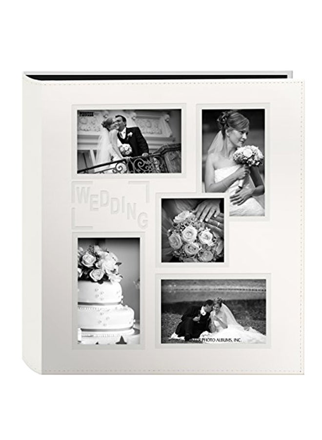 Collage Frame Embossed Leatherette Cover Photo Album Ivory 13.38x1.88x12.88inch