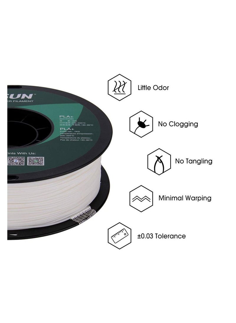 Esun 3D Printer Filament PLA+ 1.75 mm Dimensional Accuracy +/- 0.05 mm 1 Kg (2.2 lbs) Spool 3D Printing Material for 3D Printers – White