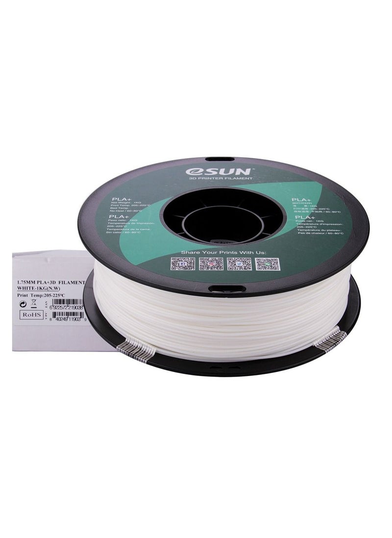 Esun 3D Printer Filament PLA+ 1.75 mm Dimensional Accuracy +/- 0.05 mm 1 Kg (2.2 lbs) Spool 3D Printing Material for 3D Printers – White