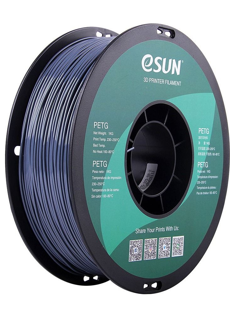 Esun 3D Printer Filament PETG  1.75 mm Dimensional Accuracy +/- 0.05 mm 1 Kg (2.2 lbs) Spool 3D Printing Material for 3D Printers - Solid Grey