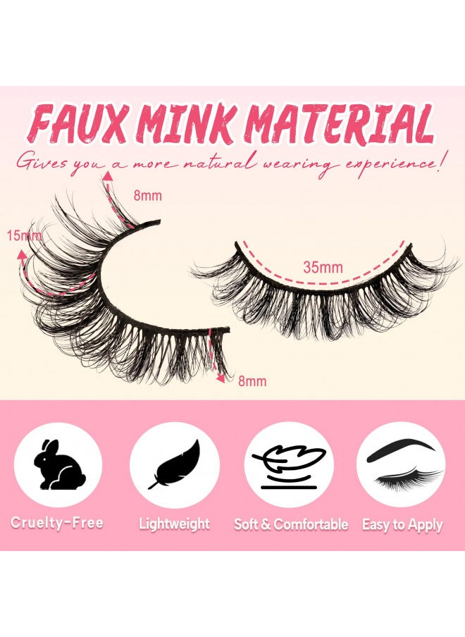 False Eyelashes,Russian Strip Lashes Natural Look 10 Pairs Faux Mink Lashes Fluffy D Curl Like Strip Lash Extensions(D05)