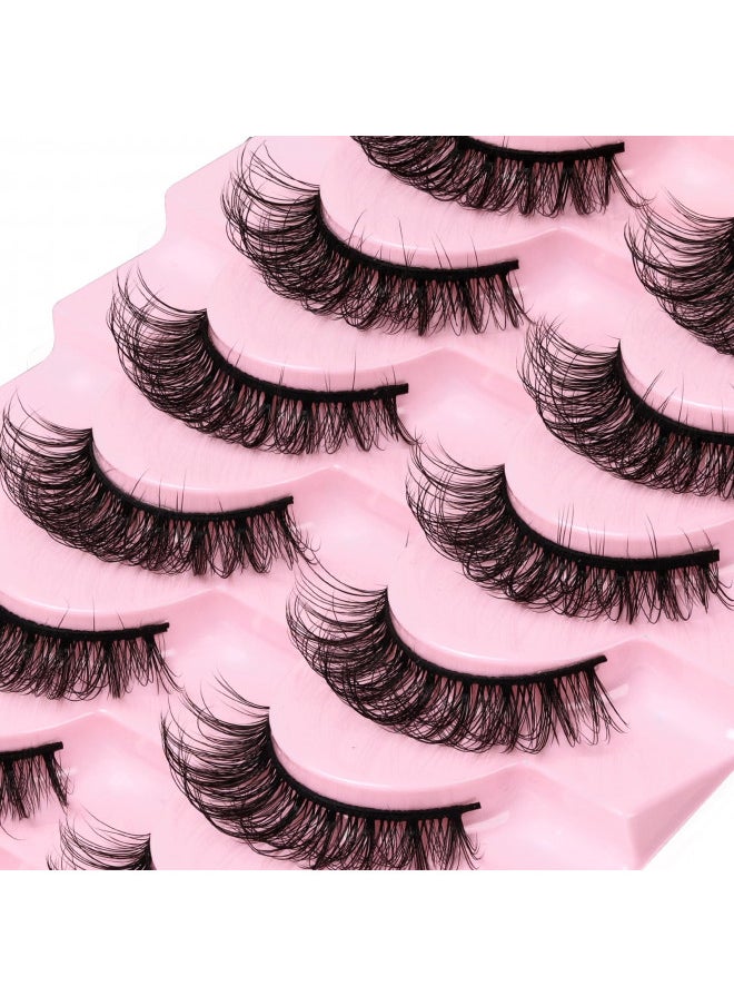 False Eyelashes,Russian Strip Lashes Natural Look 10 Pairs Faux Mink Lashes Fluffy D Curl Like Strip Lash Extensions(D05)