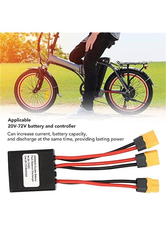 Double Battery Discharge Converter for E Bike, 20V-72V DC Dual Battery Pack Switch Balancer for Increase The Capacity by Connecting Two Batteries in Parallel Equalization Module (20A)