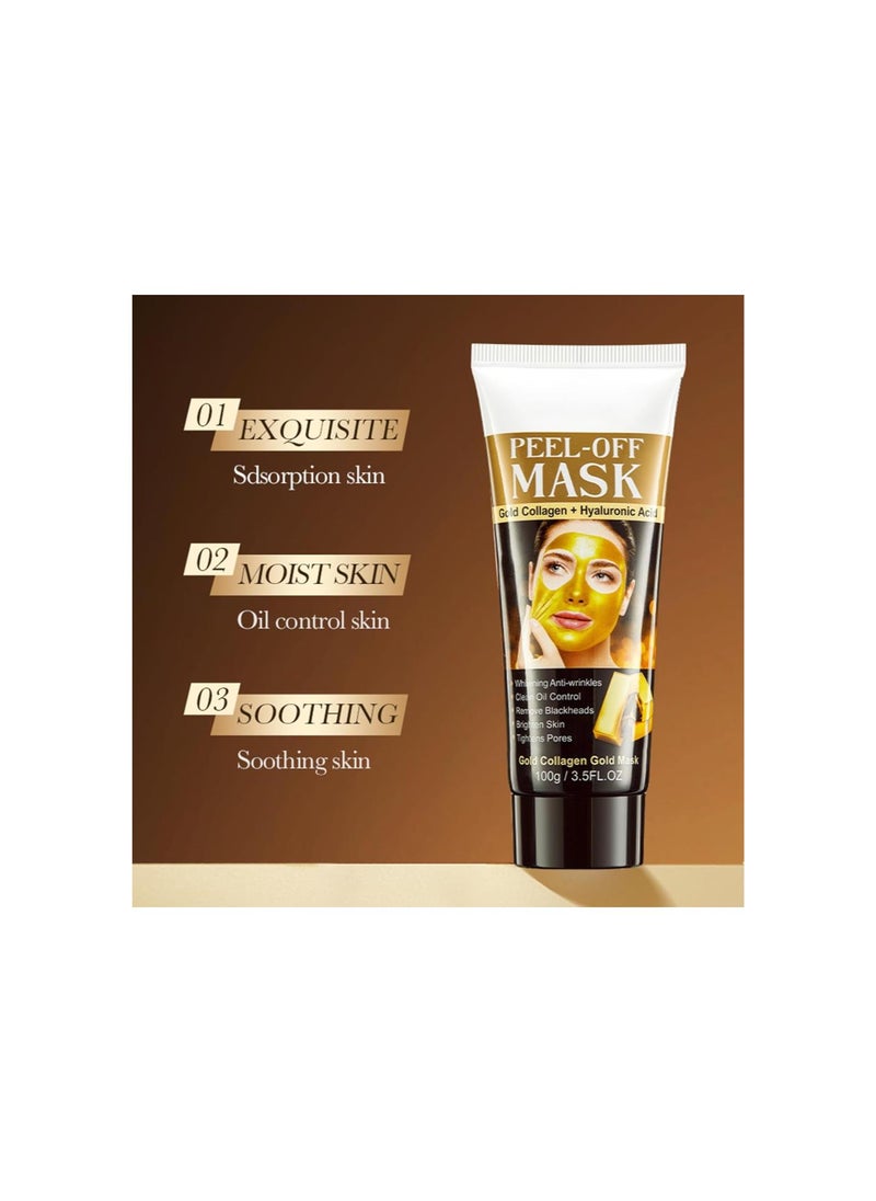 Gold Foil Peel Off Mask, Gold Peel-Off Mask, Gold Peel Off Face Mask Collagen, Golden Peeling Facial Mask for Blackheads and Pores, Gold Foil Tear Off Mask Anti-Aging Anti-Wrinkle Skincare (2)