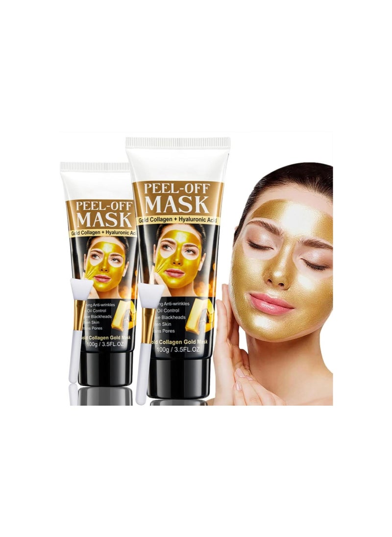 Gold Foil Peel Off Mask, Gold Peel-Off Mask, Gold Peel Off Face Mask Collagen, Golden Peeling Facial Mask for Blackheads and Pores, Gold Foil Tear Off Mask Anti-Aging Anti-Wrinkle Skincare (2)