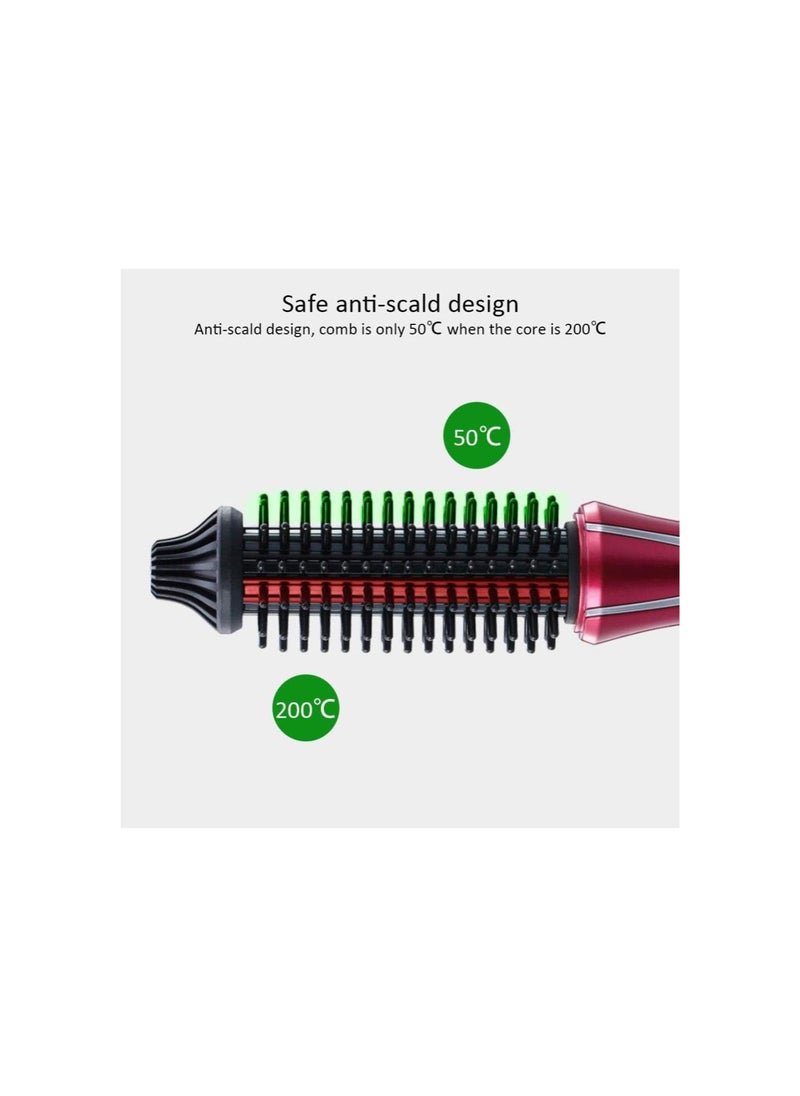 Electric Professional Anti-Scald Curling Brush with Instant Heat Up for All Hair Types (US Plug, 110-240V)