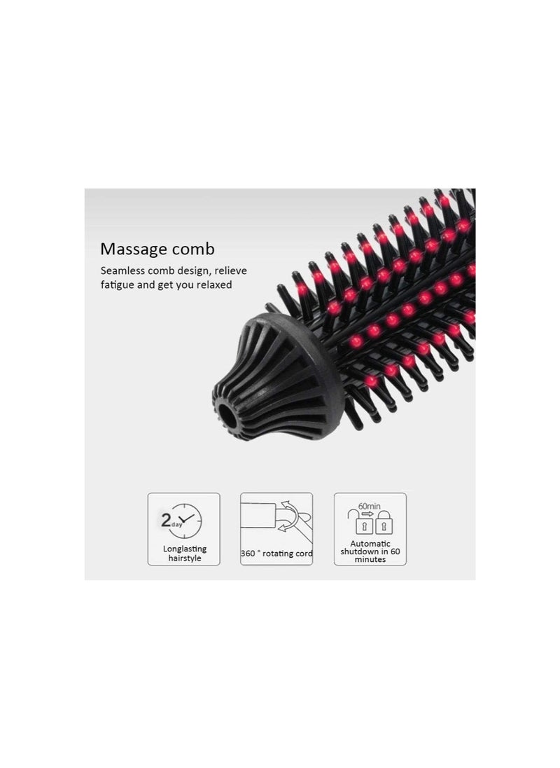 Electric Professional Anti-Scald Curling Brush with Instant Heat Up for All Hair Types (US Plug, 110-240V)