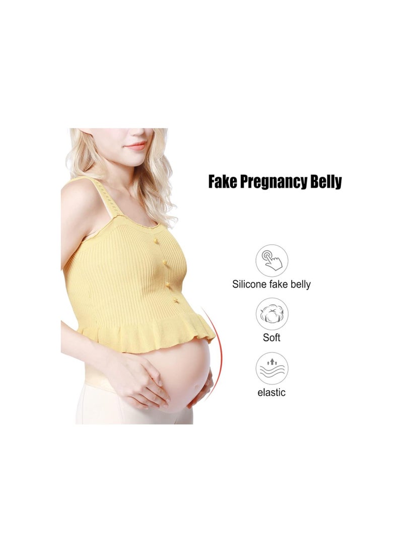 Fake Pregnant Belly, Adjustable Skin Color Silicone Artificial Fake Belly Double Shoulder Strap, Breathable False Pregnancy Belly for Actor Performance Props, Screen Performance, Advertising(01)