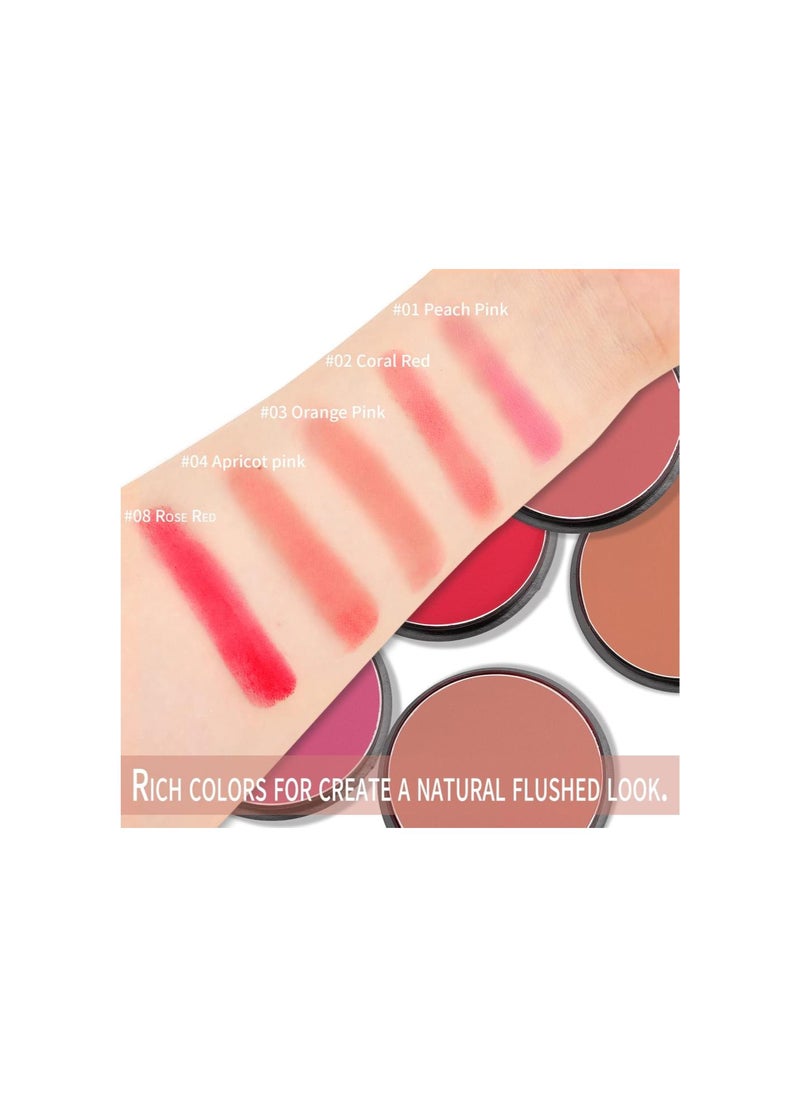 Powder Blush Matte Blush, Highly Pigmented Beauty Cream Blush Palette for Create A Natural Cheek Flushed Look, Rich Colors