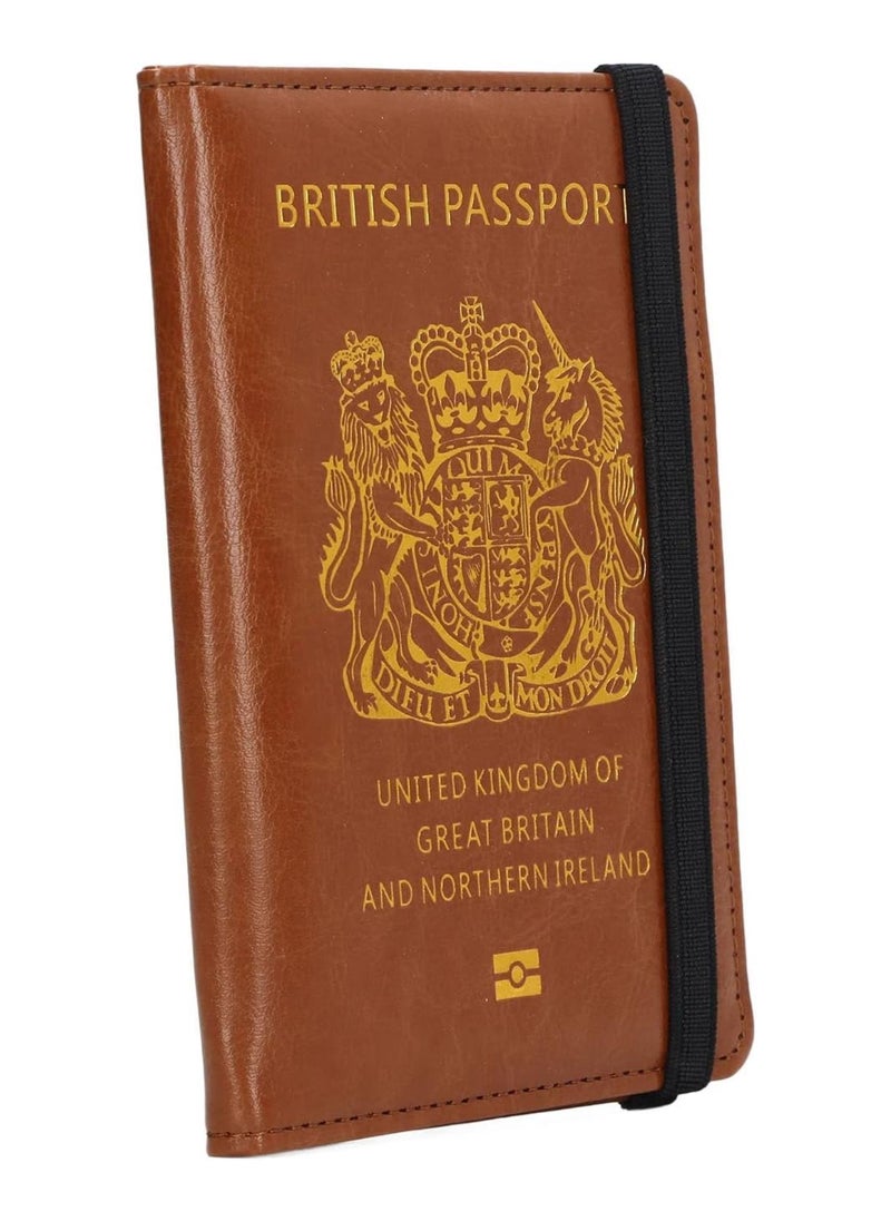 Passport Wallet, Brown United Kingdom Passport Multifunction Card Holder for Business