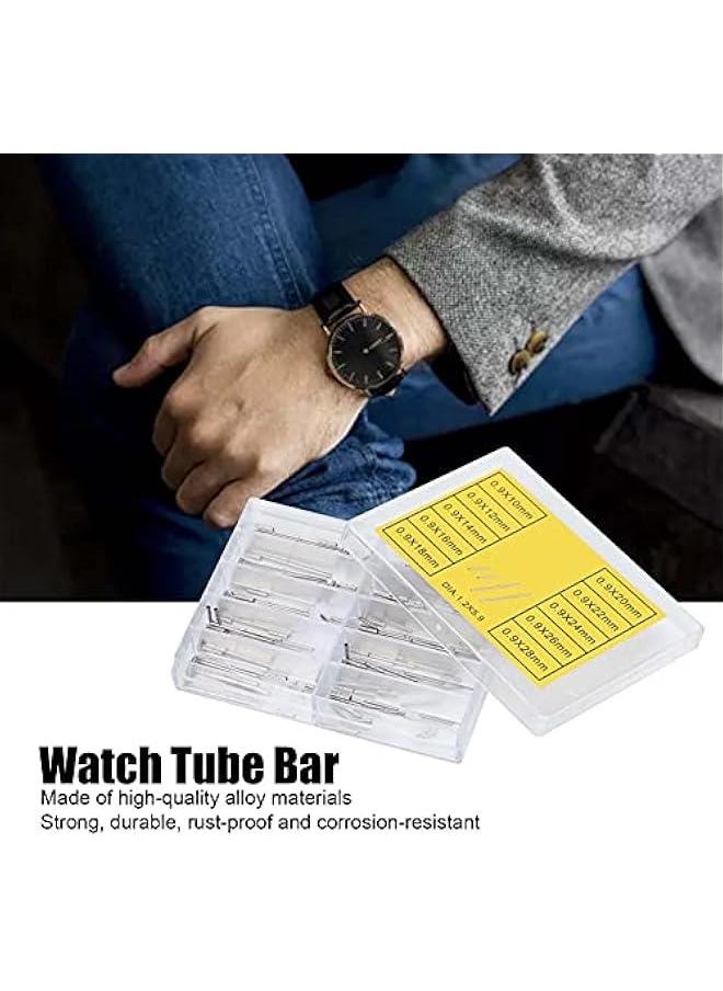 Watch Tube Link Pin, Watchband Connecting Shaft Watch Bracelet Connecting Shaft Watch Tube Bar Watch Parts with a Box for Watch Repair Shop