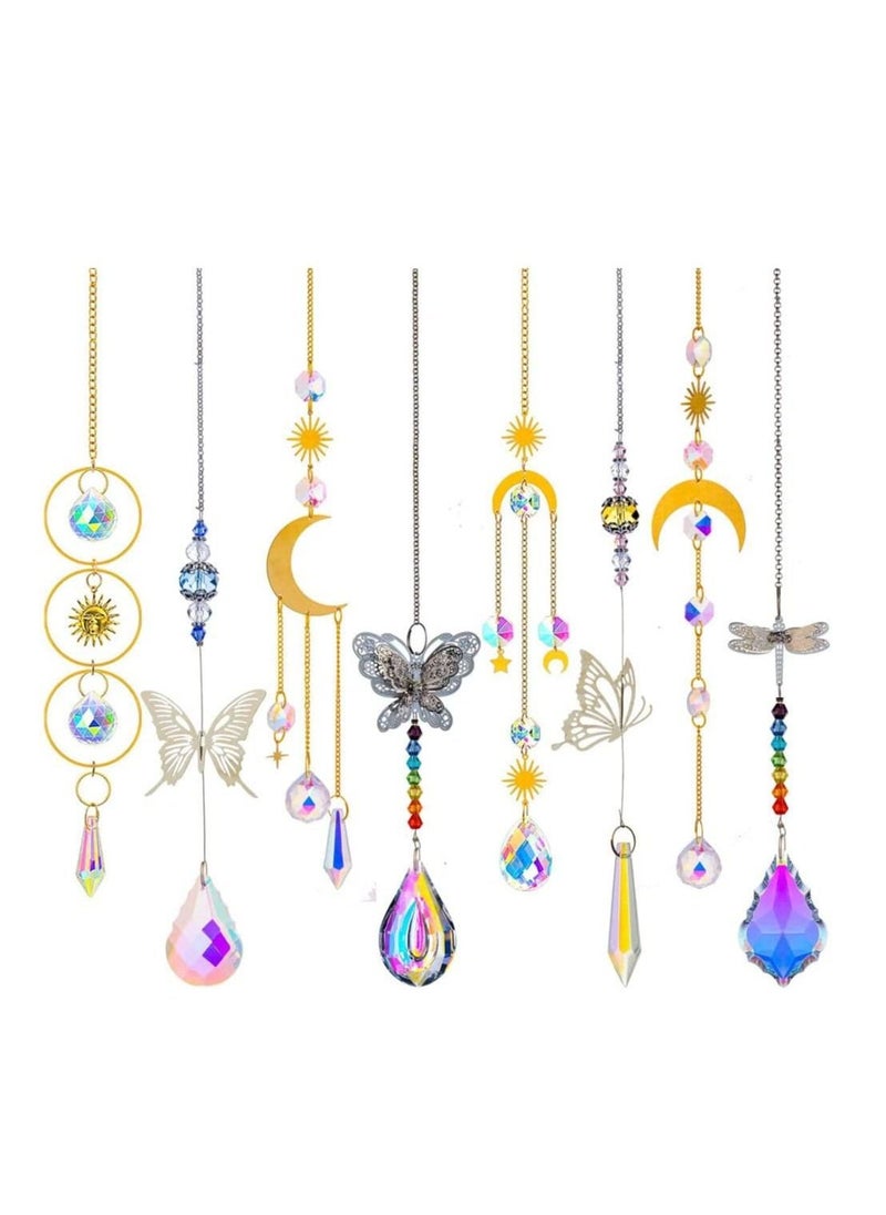 8Pcs Sun Catchers with Crystals Hanging Prism for Indoor Window Garden Ornaments Home Party Decor