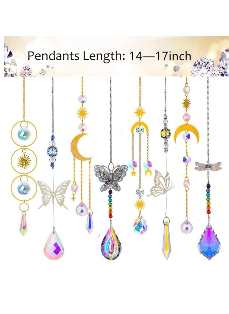 8Pcs Sun Catchers with Crystals Hanging Prism for Indoor Window Garden Ornaments Home Party Decor