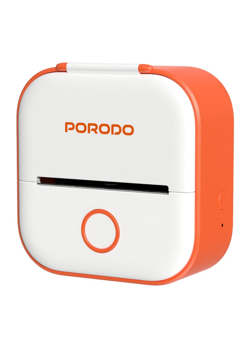 Pocket HD Thermal Printer / 50mm Width / Scan & Print Instantly from App / Compact Printer / Inkless Printing / High Definition Prints - White / Orange