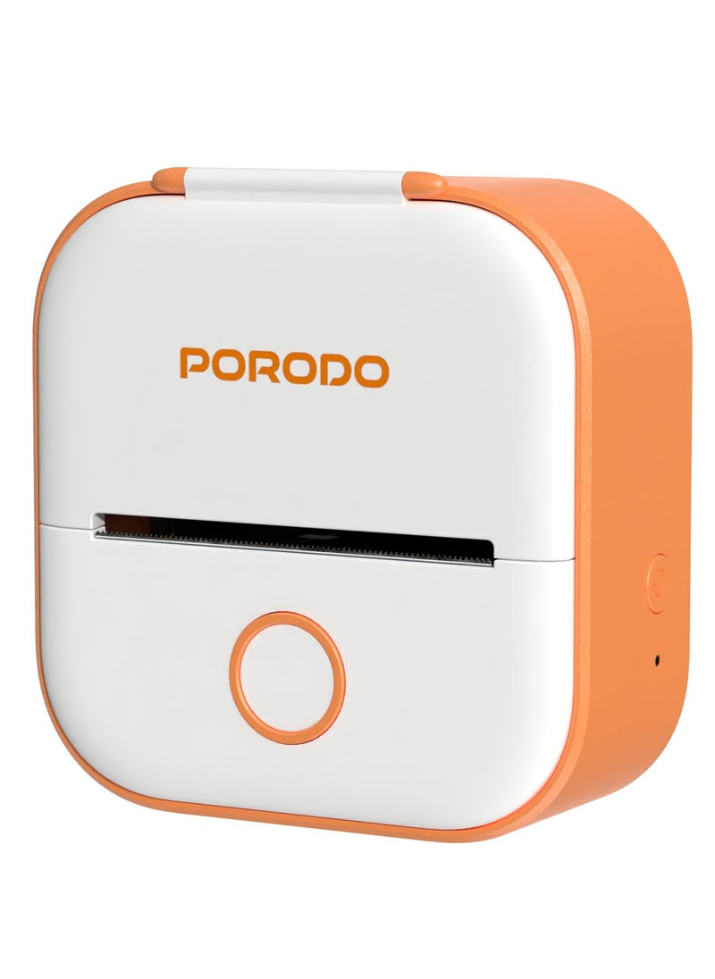 Pocket HD Thermal Printer / 50mm Width / Scan & Print Instantly from App / Compact Printer / Inkless Printing / High Definition Prints - White / Orange