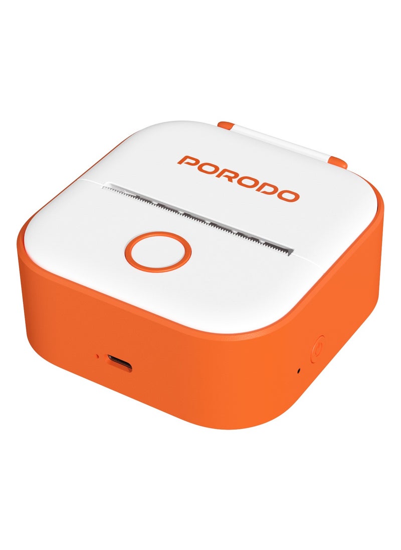 Pocket HD Thermal Printer / 50mm Width / Scan & Print Instantly from App / Compact Printer / Inkless Printing / High Definition Prints - White / Orange