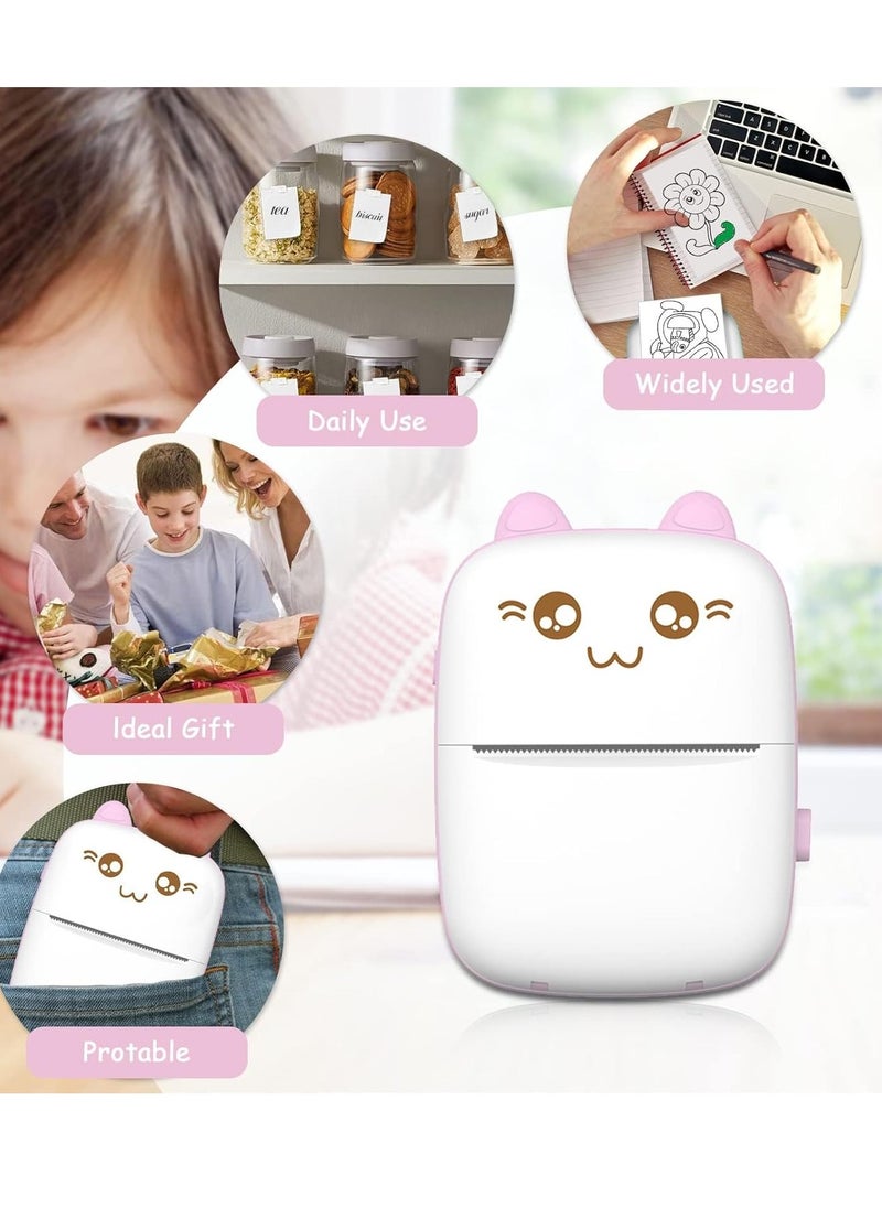 Label Maker Mini Photo Printer Bluetooth Inkless Printer with 1 Roll Thermal Printing Paper Compatible with iOS Android Small Pocket Printer for Photo Notes Receipt Memos