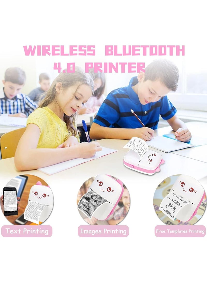 Label Maker Mini Photo Printer Bluetooth Inkless Printer with 1 Roll Thermal Printing Paper Compatible with iOS Android Small Pocket Printer for Photo Notes Receipt Memos