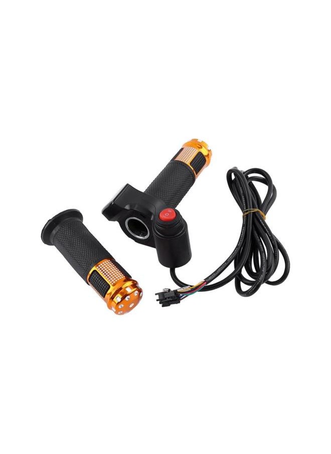 Handlebar Grips, 1 Pair 12-84V 3 Gears Speed Switch Handle Accelerator with LED Display Screen for E-Bike Electric Scooter Yellow