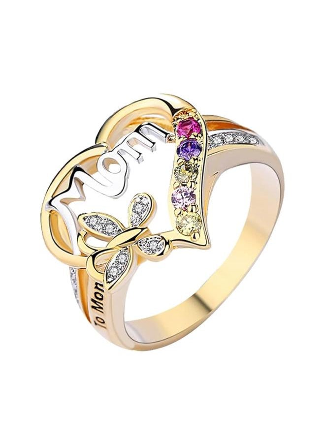 Gold Plated Cubic Zirconia Promise Ring for Mom, Brilliant Colorful Gemstone Ring Engagement Wedding Band Party Jewelry Birthday Mother's Day Gift