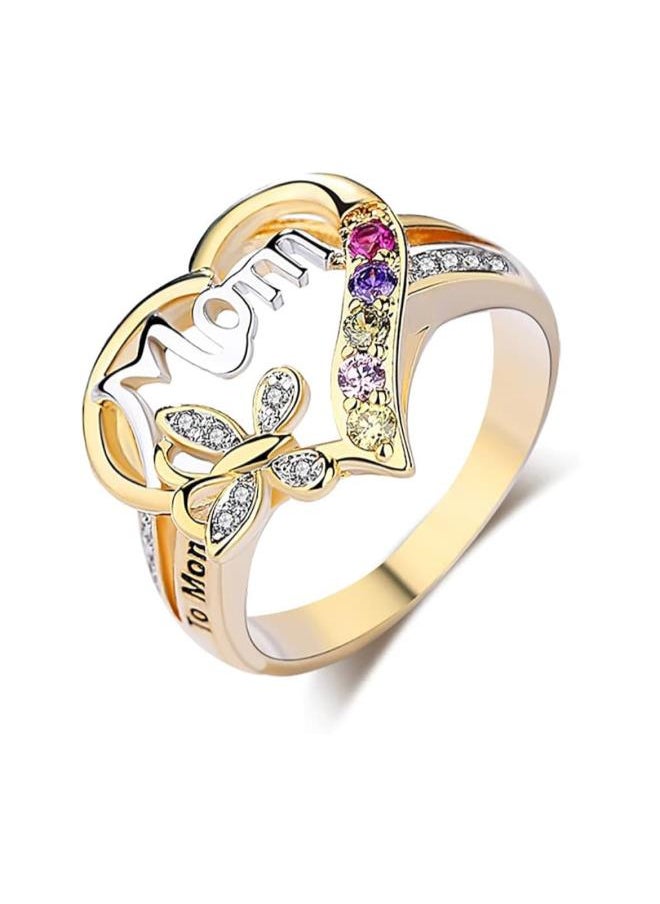 Gold Plated Cubic Zirconia Promise Ring for Mom, Brilliant Colorful Gemstone Ring Engagement Wedding Band Party Jewelry Birthday Mother's Day Gift