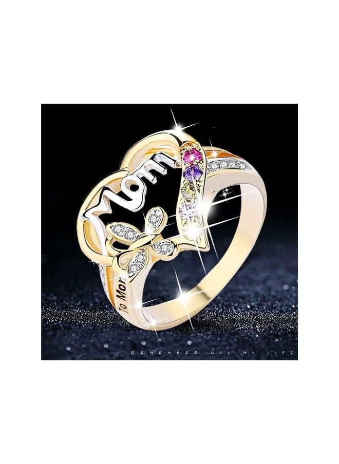 Gold Plated Cubic Zirconia Promise Ring for Mom, Brilliant Colorful Gemstone Ring Engagement Wedding Band Party Jewelry Birthday Mother's Day Gift