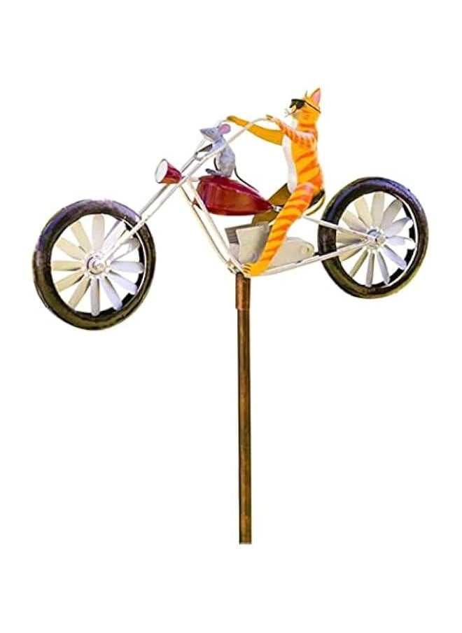 Vintage Bicycle Metal Wind Spinner- Metal Funny Frog Riding Vintage Bicycle Wind Sculptures, Cute Animal Kinetic Spinners Metal Pinwheel, Garden Sculptures for Yard and Garden Decor (B-Cat)