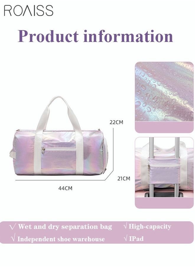 Travel Duffel Bag Laser Gradient Sports Gym Tote Bag Shoulder Crossbody Overnight Bag for Women Men or Weekender Labor Delivery Bag Multicolor