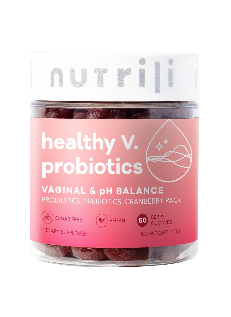 Healthy V. | Probiotics For Women & Prebiotics, Cranberry & D-Manose | Digestion, Vaginal & pH Balance