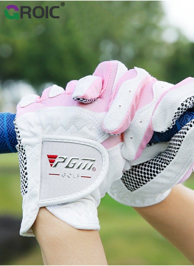 1 Pair Golf Gloves for Women’s Left Hand,Breathable, Long Lasting Golf Glove，Slip Palm Pu Premium Leather Soft Durable Comfortable Glove,Outdoor Sports Gloves