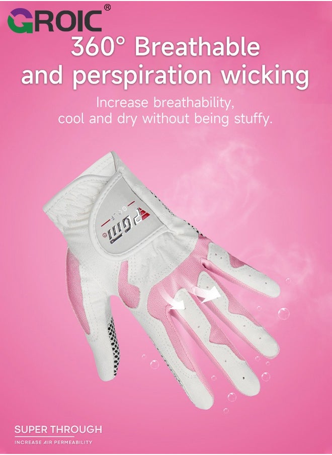 1 Pair Golf Gloves for Women’s Left Hand,Breathable, Long Lasting Golf Glove，Slip Palm Pu Premium Leather Soft Durable Comfortable Glove,Outdoor Sports Gloves