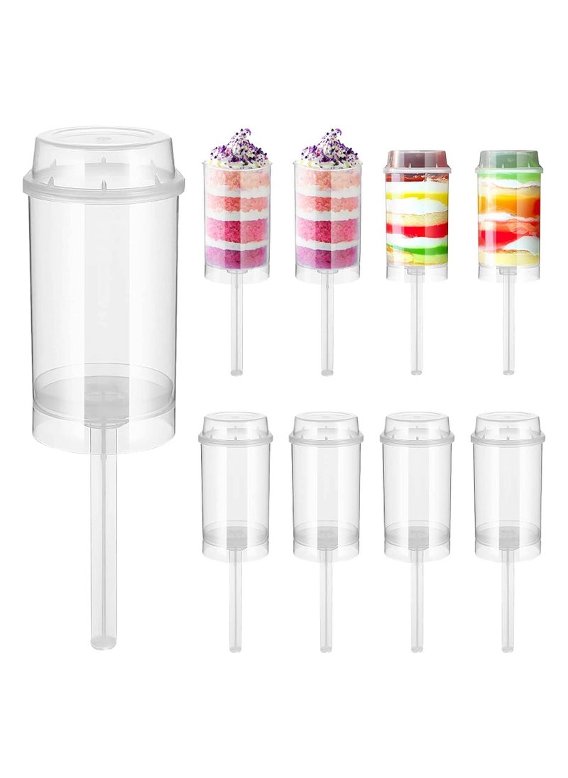 10 PCS Round Shaped Clear Push- Up Cake Shooter Plastic Cake Push- Pops Containers with Lids for Ice Cream Cake Dessert