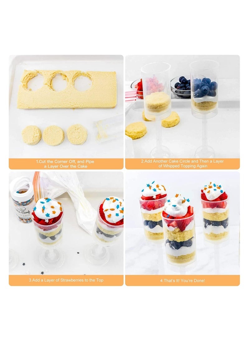 10 PCS Round Shaped Clear Push- Up Cake Shooter Plastic Cake Push- Pops Containers with Lids for Ice Cream Cake Dessert