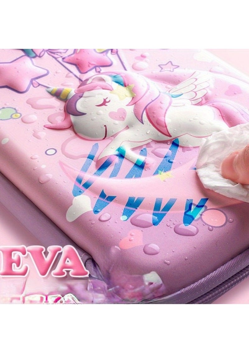 School Pencil Case Large Capacity Organizer Stationery Box Zipper Storage Box Birthday Gifts School Supplies 3D Unicorn Style