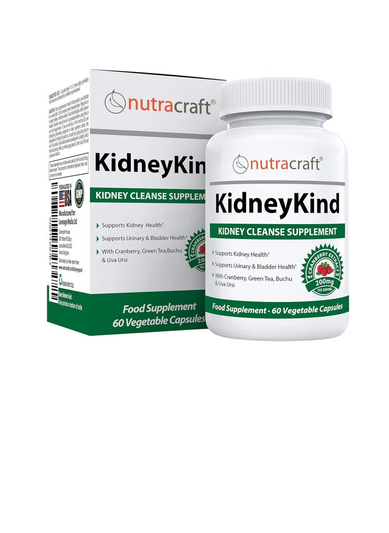 KidneyKind #1 Kidney Support & Detox Supplement | Natural Kidney Cleanse and Bladder Health Formula | Buchu, Juniper, Uva Ursi, Cranberry | 60 Vegetable Capsules