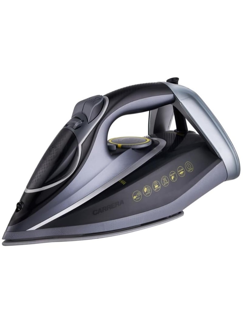 CARRERA Steam Iron No 210-2600W Power, Aluminum Soleplate with Ceramic Coating, Anti-Calc, Self-Cleaning, Adjustable Temperature, Auto Shut-Off