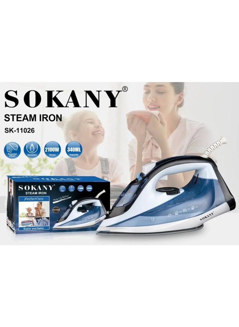 Sokany SK-11026 2100W Electric Iron Automatic Clothes Steam Garment Steam Household Appliances Dry Spray Function Steam Iron