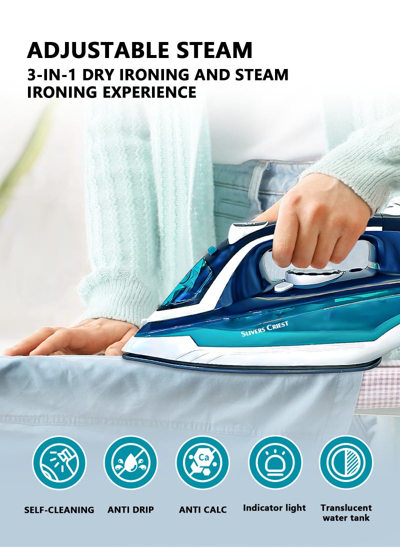 Iron with non-stick soleplate and spray function, 450 ml, 2200W, SC-9705 blue/dark blue