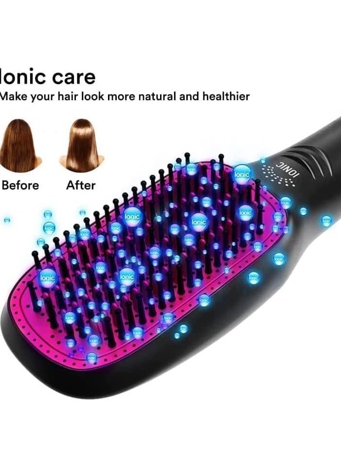 REBENUO RE-KLD806 1200W Hair Dryer Brush Salon & Home 3-In-1 Hot Air Styler Straightening & Curling Fast Heating Hair Styler Comb Brush Strong Wind Hair Blow Dryer. (Pink)