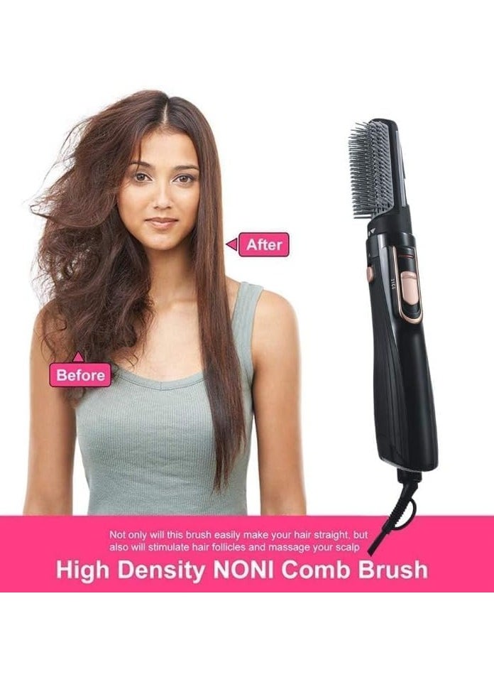 REBENUO 2-In-1 Hair Styler Set Hot Air 200W RE-2025-2Plus, 3 Speed Control Switches, Helps Detangle Coarse Hair, Light weight Designer & Comfortable to Use, 1200WPower. (Black)