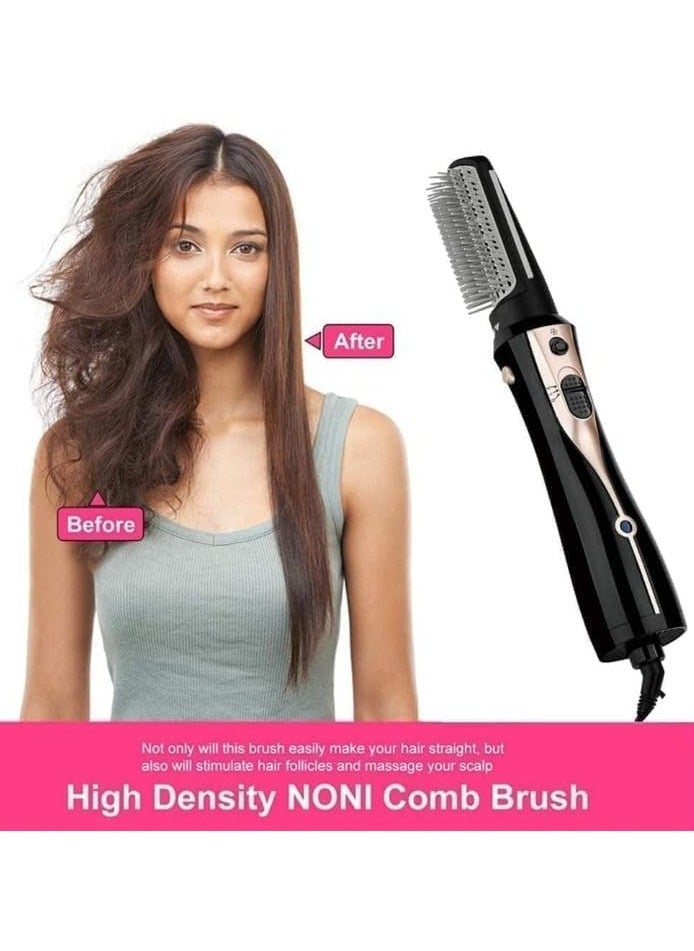 RE-2078-2 1200W Hair Dryer Brush 3-In-1 Hot Air Styler Straightening & Curling Fast Heating (3s) Hair Styler with 2 Brushes. (Gold)