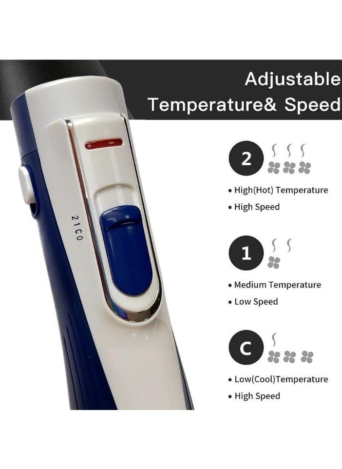 RE-2025-2 Hot Air Styler Multifunction Hair Electric Comb Fast Heating (3s) Hair Styler with 2 Brush - Blue.