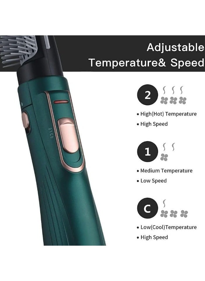 RE-2025-21200W Hot Air Styler Hair Electric Brush Fast Heating (3s) Hair Styler with 2 Brush - Green