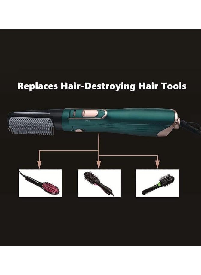 RE-2025-21200W Hot Air Styler Hair Electric Brush Fast Heating (3s) Hair Styler with 2 Brush - Green